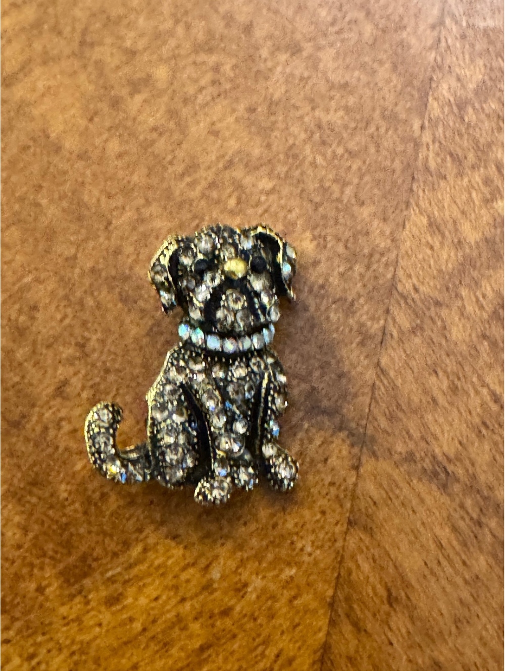 Vintage Dog Brooch with Rhinestones 659